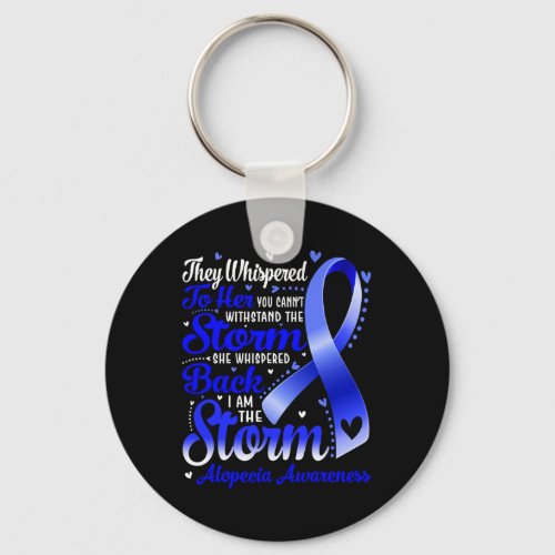 Am The Storm Alopecia Awareness Blue Ribbon  Keychain