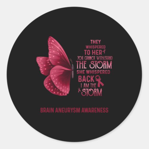 Am The Storm Brain Aneurysm Awareness Butterfly 1  Classic Round Sticker