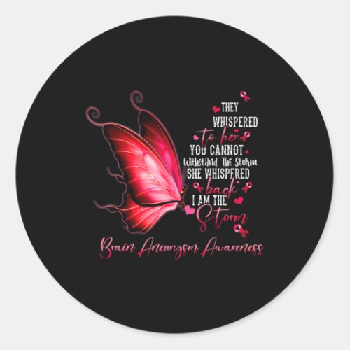 Am The Storm Brain Aneurysm Awareness Butterfly 2  Classic Round Sticker