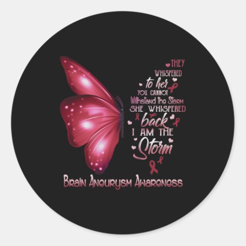 Am The Storm Brain Aneurysm Awareness Butterfly  Classic Round Sticker