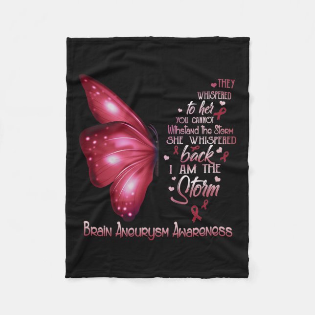 Am The Storm Brain Aneurysm Awareness Butterfly  Fleece Blanket (Front)