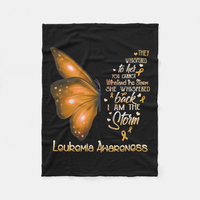 Am The Storm Leukemia Awareness Butterfly  Fleece Blanket (Front)