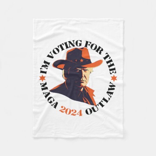 Am Voting For The Outlaw Tee _ Retro Trump In Cowb Fleece Blanket