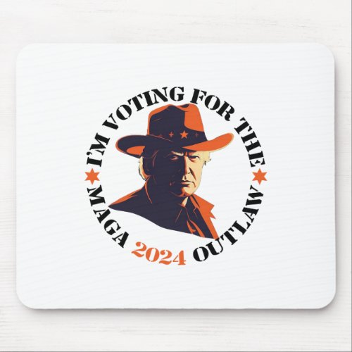 Am Voting For The Outlaw Tee _ Retro Trump In Cowb Mouse Pad