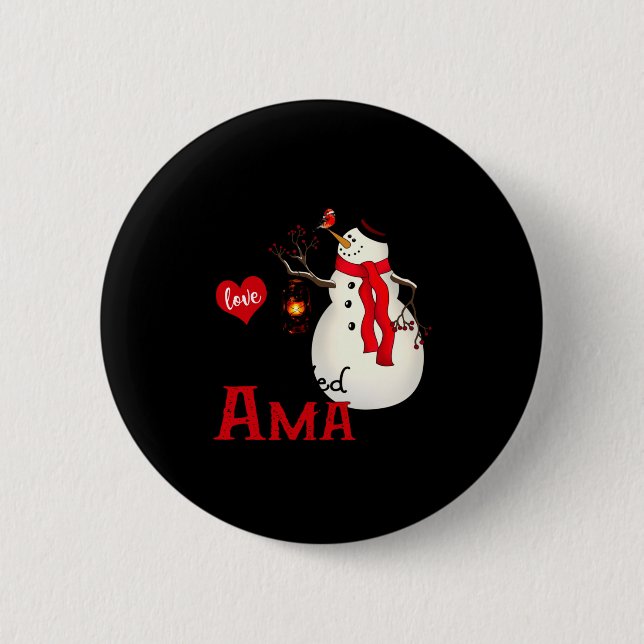Ama Snowman Xmas Happy Family New Snowman Merry Ch Button (Front)