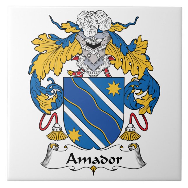Amador Family Crest Ceramic Tile (Front)