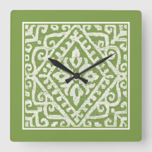 Amadora Green Pattern Square Wall Clock