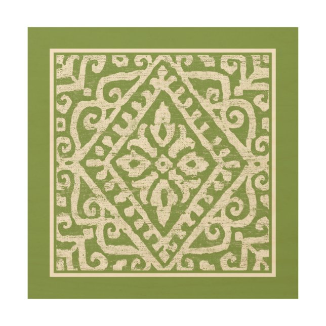 Amadora Green Pattern Wood Wall Art (Front)