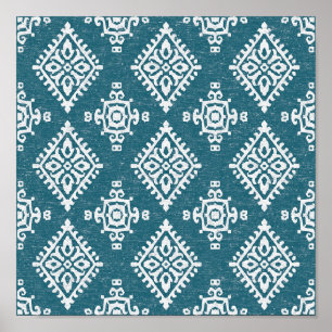 Amadora Teal Blue Pattern Poster