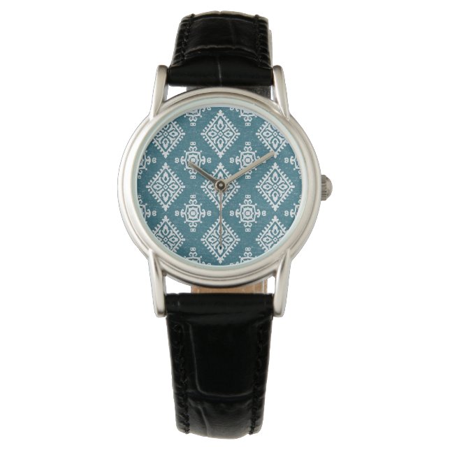Amadora Teal Blue Pattern Watch (Front)