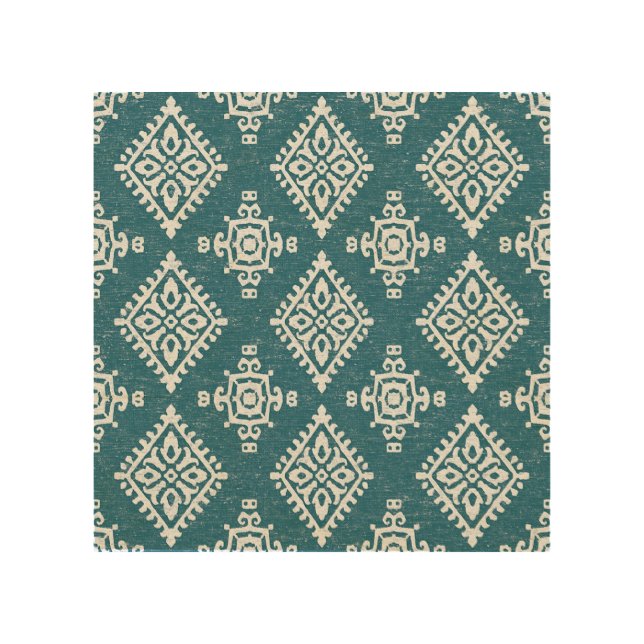 Amadora Teal Blue Pattern Wood Wall Art (Front)