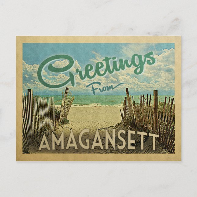 Amagansett Beach Vintage Travel Postcard (Front)
