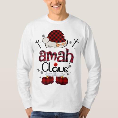 Amah Claus Red Plaid _ Grandma Gift T_Shirt
