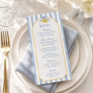 Amalfi Blue and White Stripes Lemon Baby Shower Menu