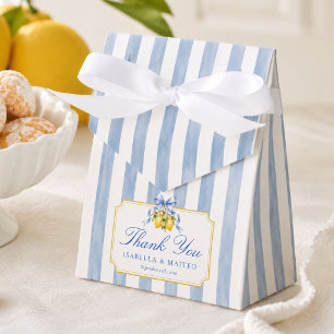 Amalfi Blue and White Stripes Lemon Coed Thank You Favor Boxes