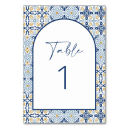 Amalfi Blue and Yellow Tile  Table Number