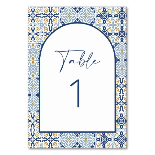 Amalfi Blue and Yellow Tile  Table Number