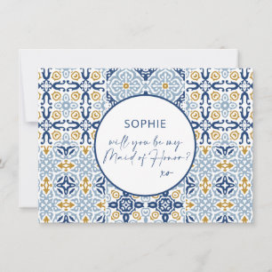 Amalfi Blue Tile Maid of Honor Proposal Card