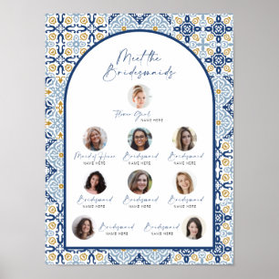 Amalfi Blue Tile Meet The Bridesmaids Bride Shower Poster