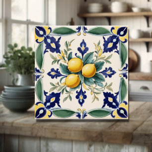 Amalfi Blue White Lemon Italian Ceramic Tile