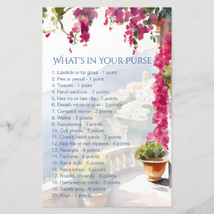 Amalfi bridal shower games whats in your purse