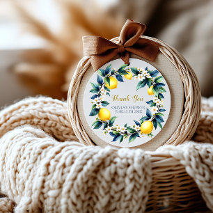 Amalfi Ciao Baby Thank You Stickers   Lemon Wreath