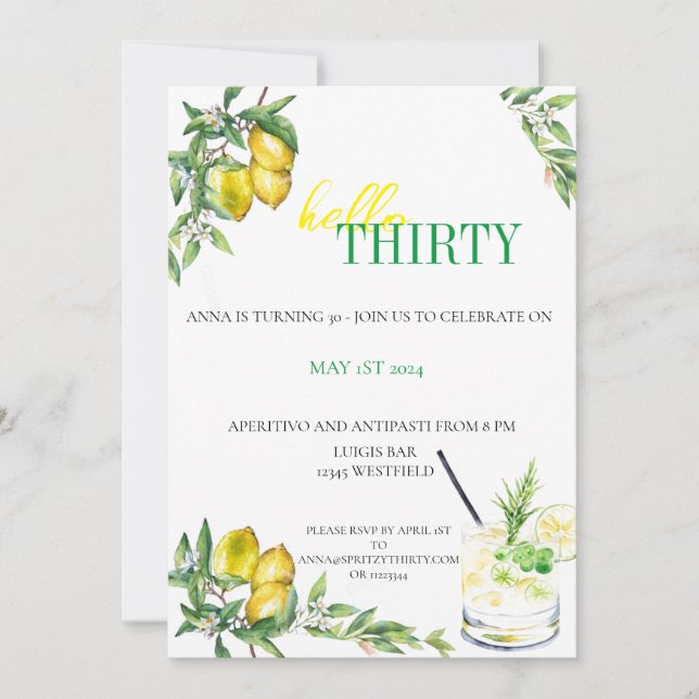 Amalfi Citrus Invitation - Birthday (Front)