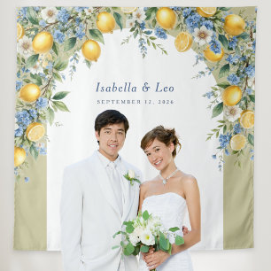 Amalfi Citrus Lemons Personalized Wedding Backdrop
