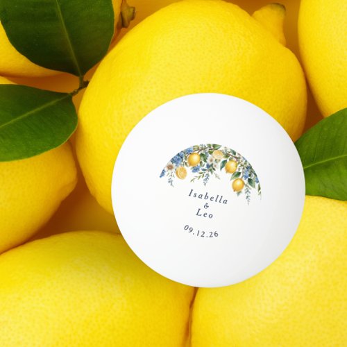 Amalfi Citrus Lemons Wedding Favor Personalized Ping Pong Ball