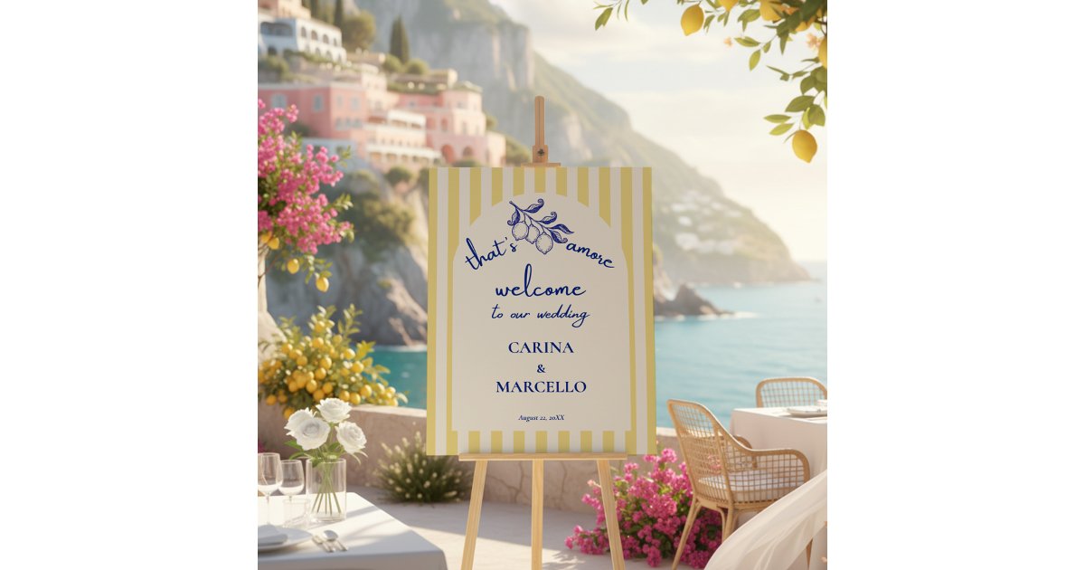 Amalfi Coast Amore Lemon Wedding Welcome Sign | Zazzle