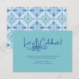 Amalfi Coast Amore Wedding Reception Turquoise Enclosure Card