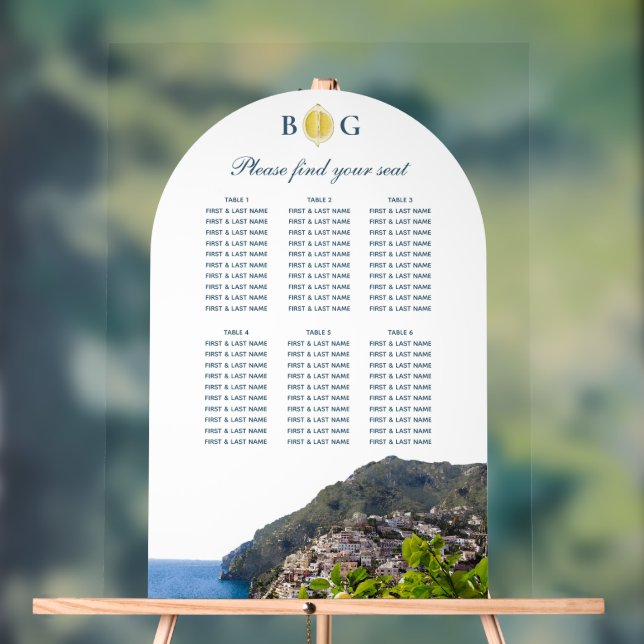 Amalfi Coast Arch Italy Wedding Seating Chart (Neutral)