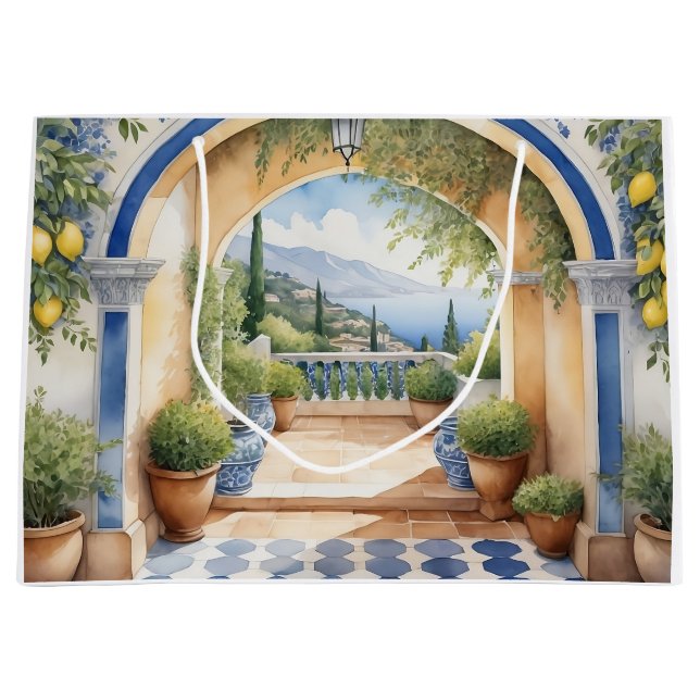 Amalfi Coast Archway Mediterranean view  Large Gift Bag (Front)