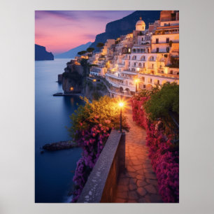 Amalfi Coast at Dusk Art Print