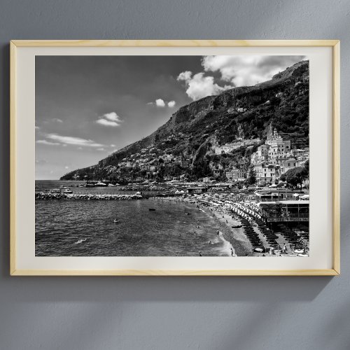 Amalfi Coast Black And Photography Poster