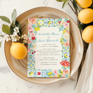 Amalfi Coast Blue tiles Italian Wedding Invitation