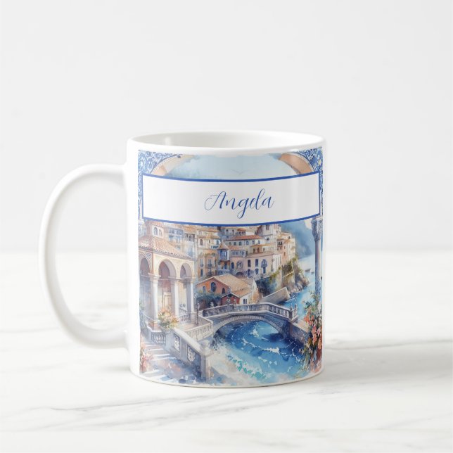 Amalfi Coast Blue Tiles Italy  Coffee Mug (Left)