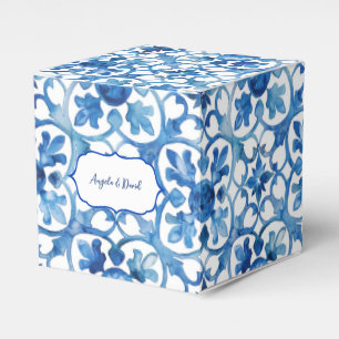 Amalfi Coast Blue White Tiles Italy Favor Boxes
