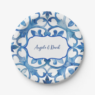 Amalfi Coast Blue White Tiles Italy Paper Plates