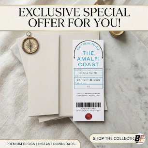 Amalfi Coast Boarding Pass Destination Wedding Raffle Tickets