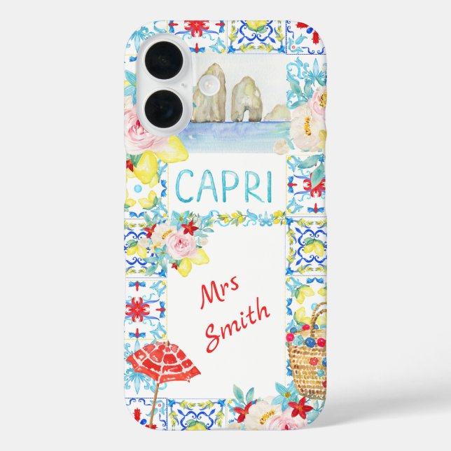 Amalfi Coast Capri Blue Tiles Bridal Case-Mate iPhone Case (Back)