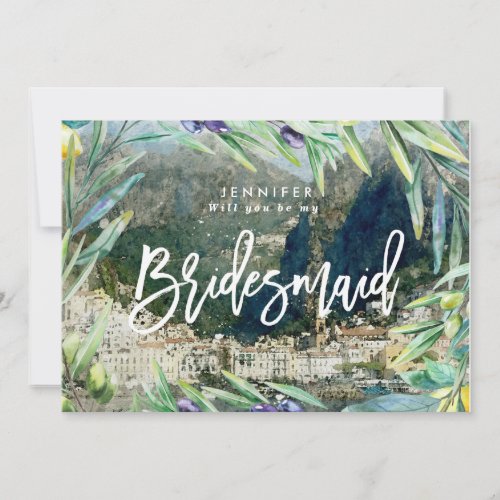 Amalfi coast capri italy bridesmaid proposal card