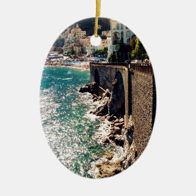 Amalfi Coast Ceramic Ornament (Front)
