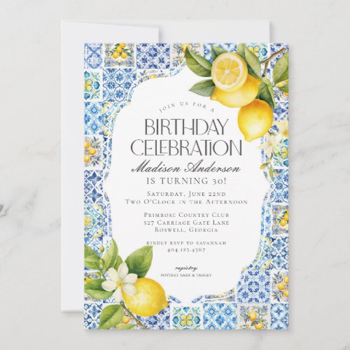 Amalfi Coast Coastal Italian Birthday Invitation