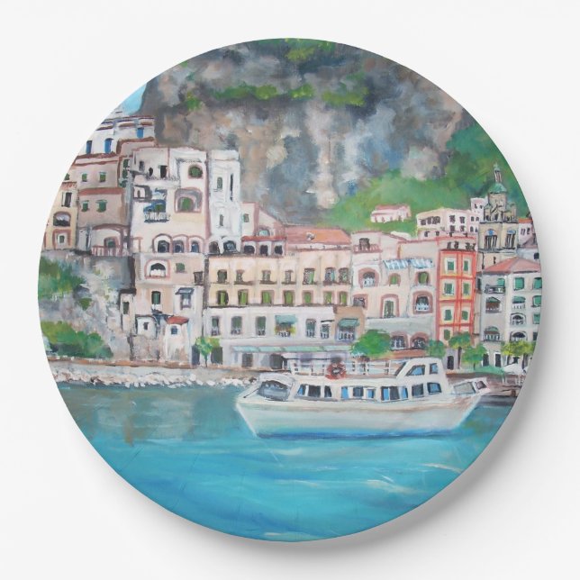 Amalfi Coast - Custom Paper Plates 9" (Front)