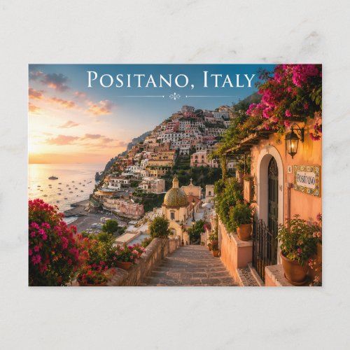 Amalfi Coast Golden Hour Scenic Card