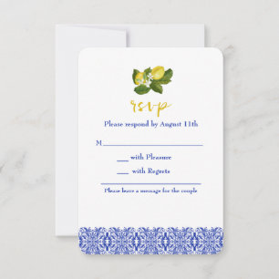 Amalfi Coast I Italian Lemon & Blue Tile RSVP Card