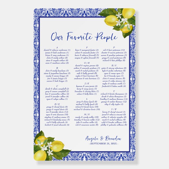 Amalfi Coast I Italian Lemon & Blue Tile Seating Foam Board (Front)