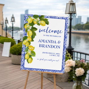 Amalfi Coast I Italian Lemon & Blue Tile Welcome Foam Board