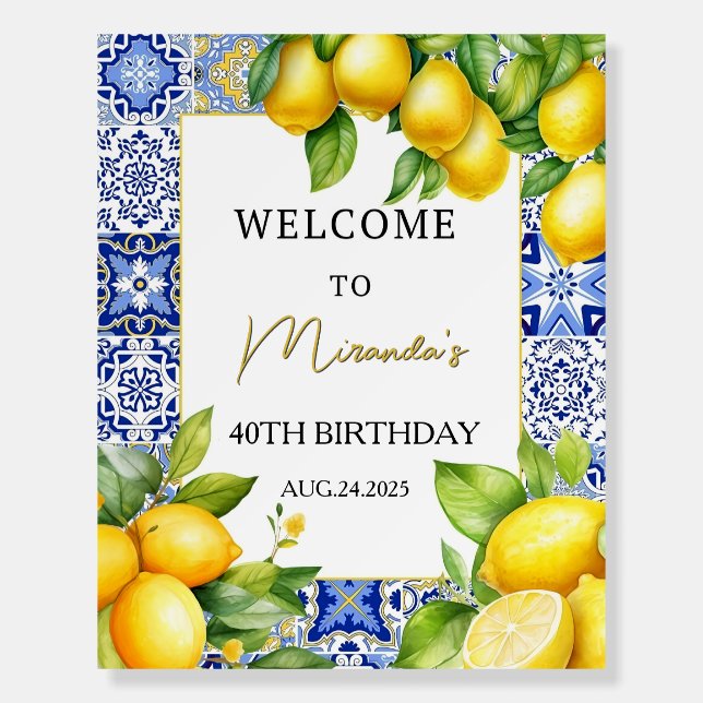 Amalfi Coast Inspired Welcome Sign, Editable Medit Foam Board (Front)